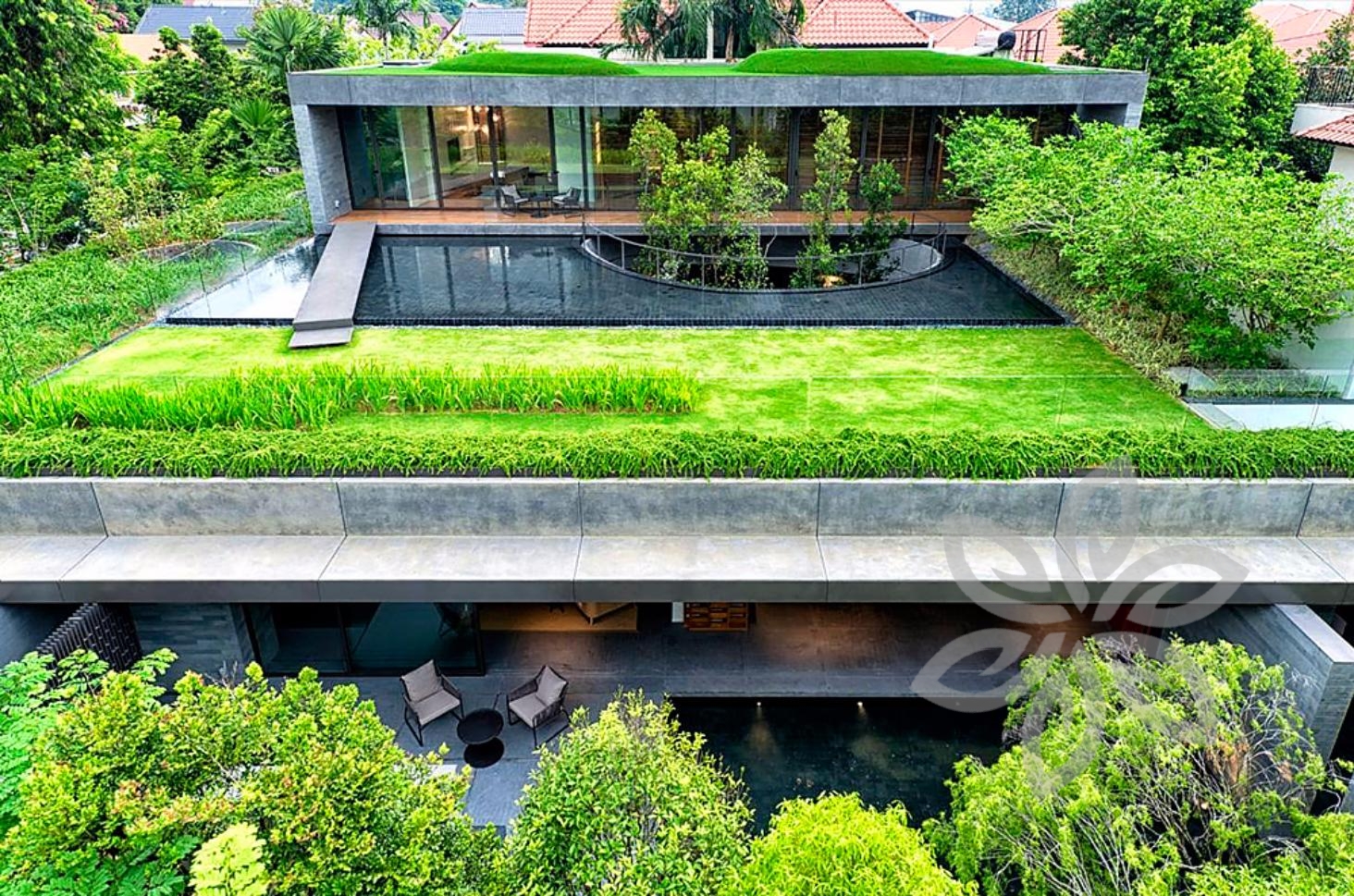 Озеленення відкритих терас приватних будинків плоских дахів